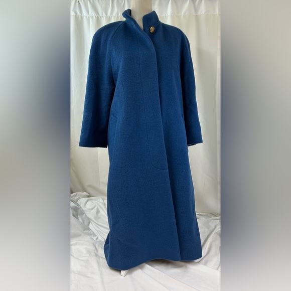 London Fog Jackets & Blazers - Vintage MCM London Fog Blue Wool Coat Full Length Size 4 Petite